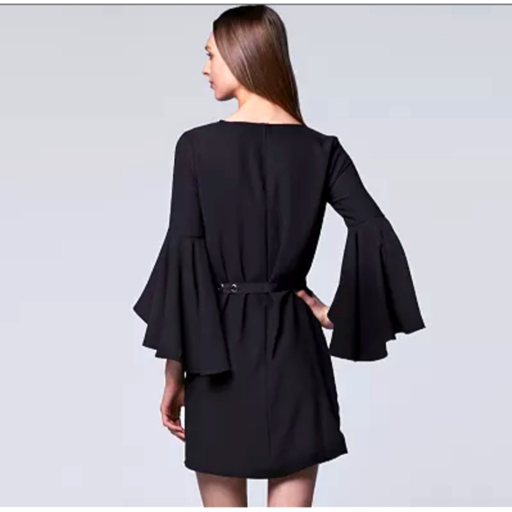 Simply Vera Vera Wang Bell-Sleeve Black Dress Ladies XL EUC - Picture 2 of 13